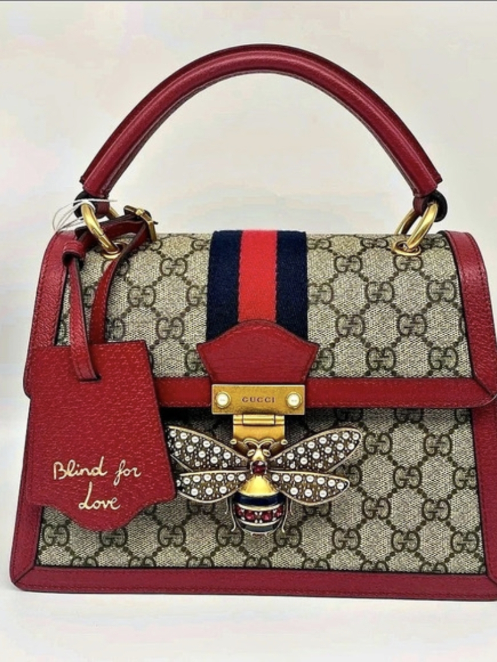 Gucci Queen Margaret GG Supreme Small Top Handle Bag Red